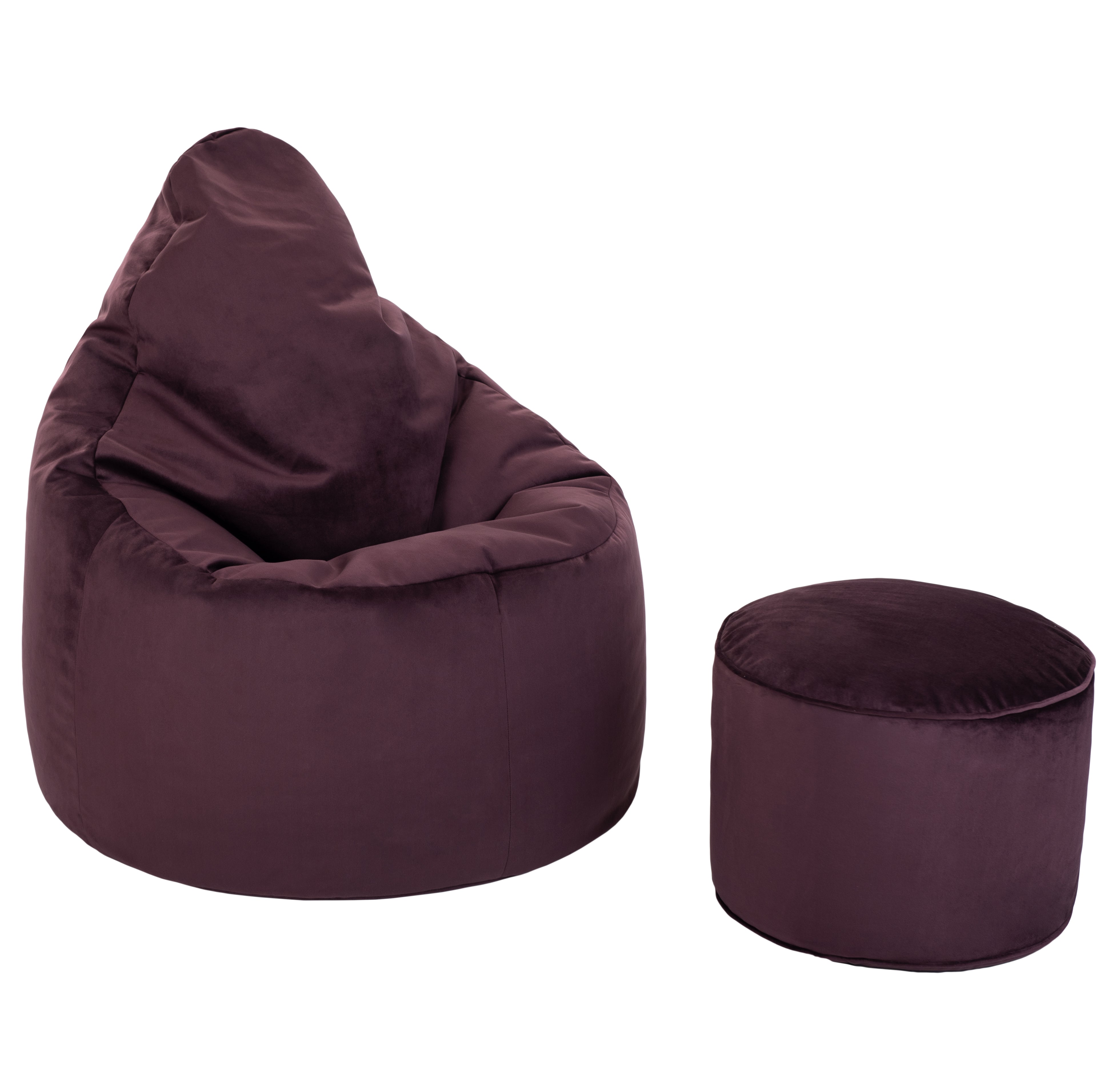 Loft 25 Capriccio Velvet Bean Bag Chair With Footstool