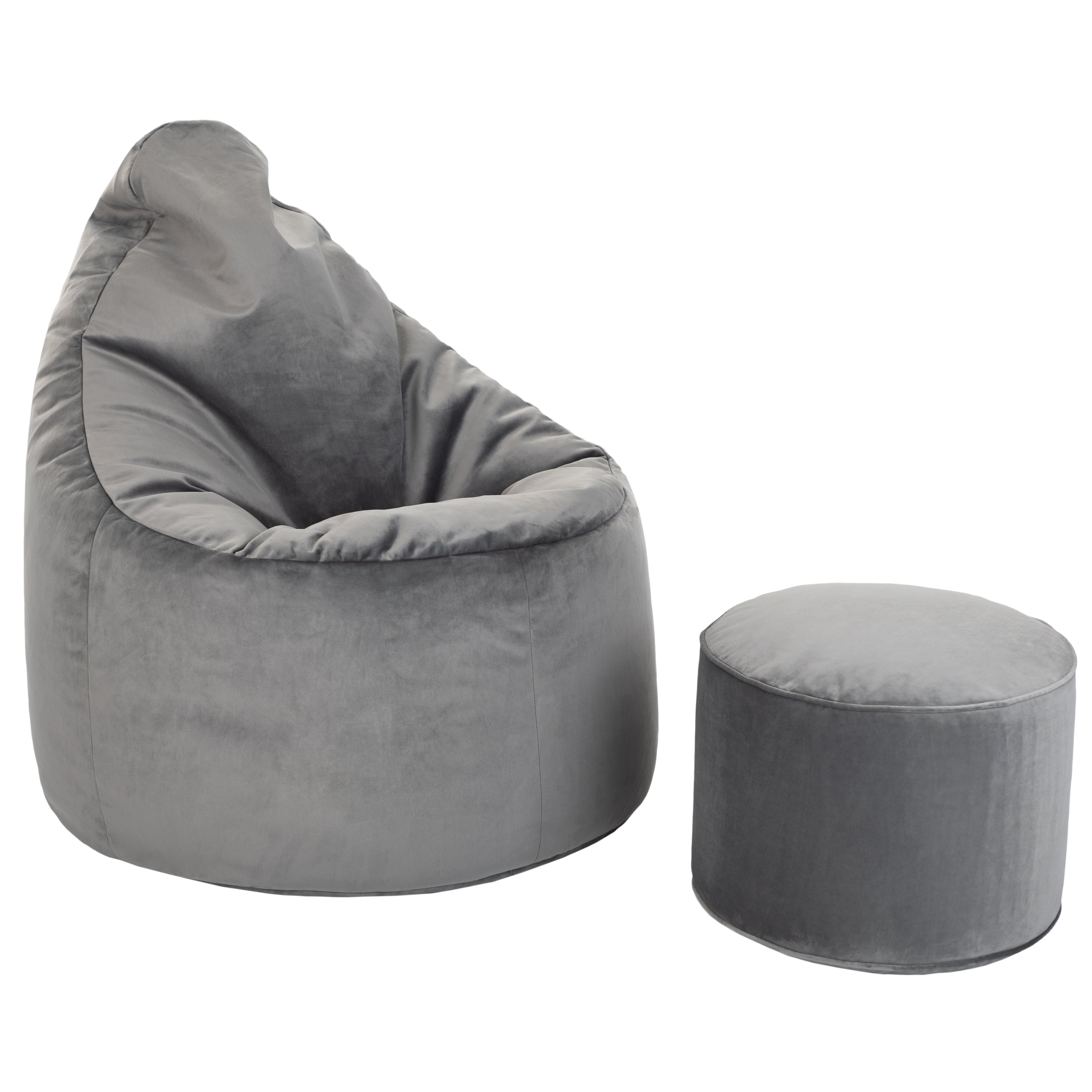 Loft 25 Capriccio Velvet Bean Bag Chair With Footstool