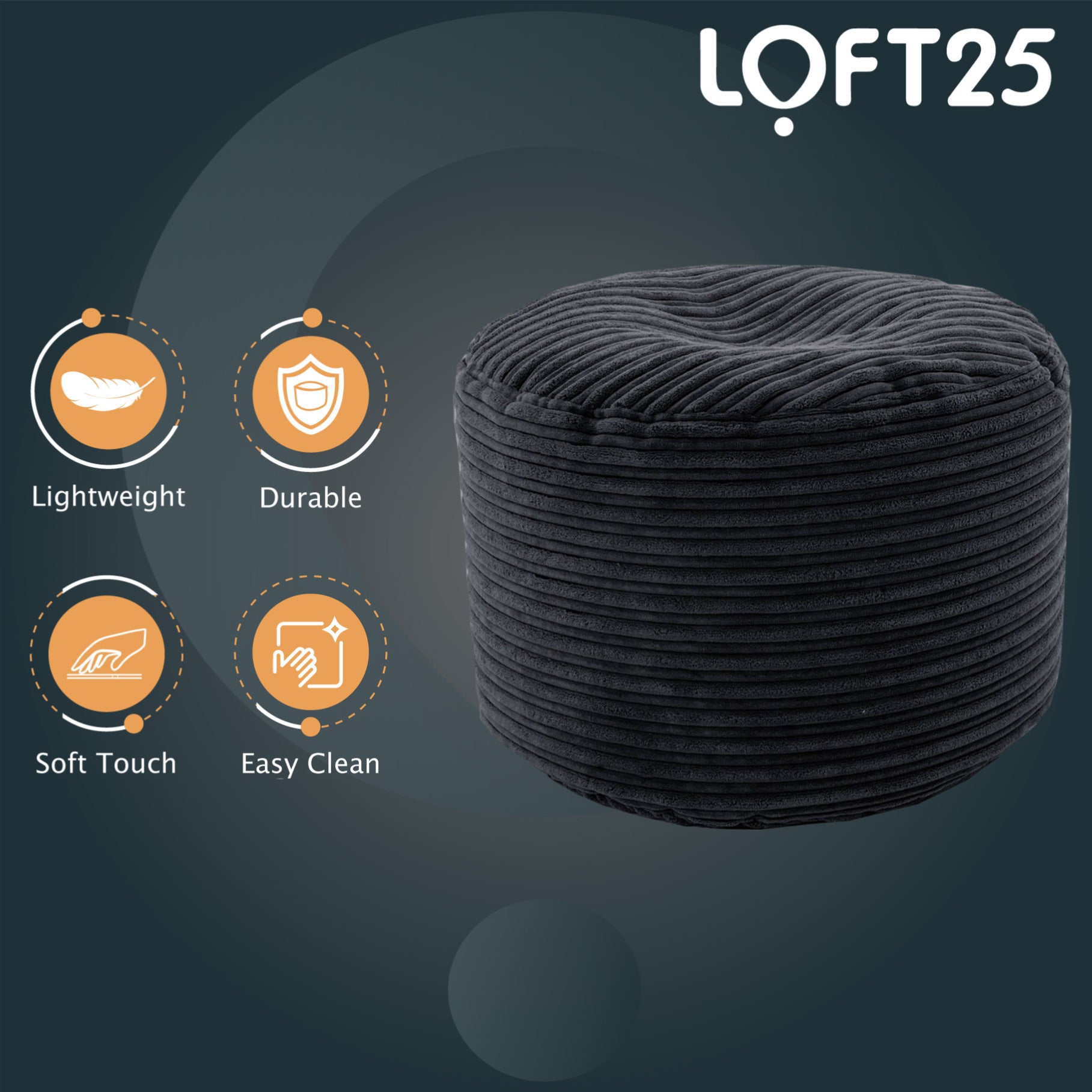 Loft 25 Bean Bag Jumbo Cord Round Footstool