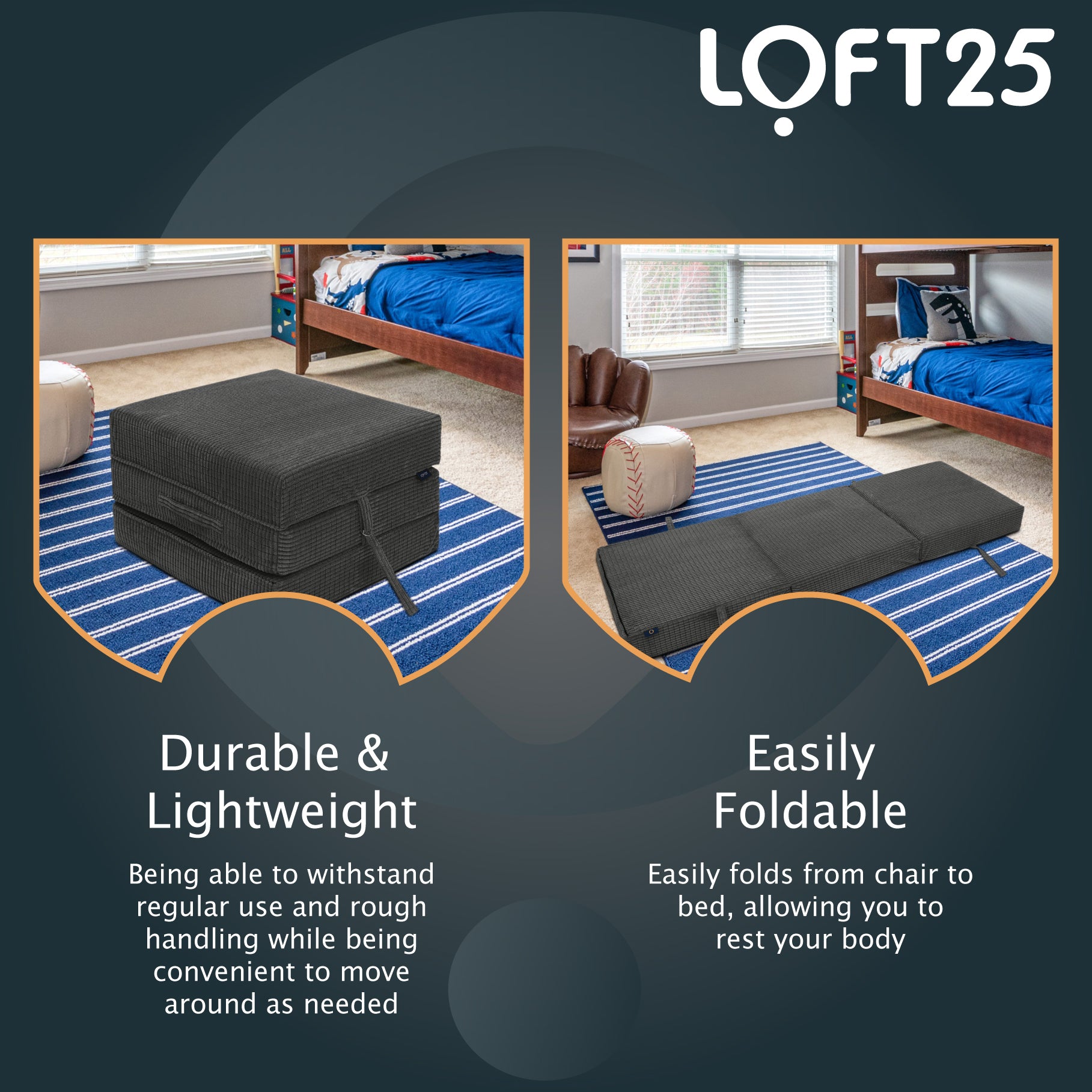 Loft 25 Corduroy Fold Out Single Z Bed