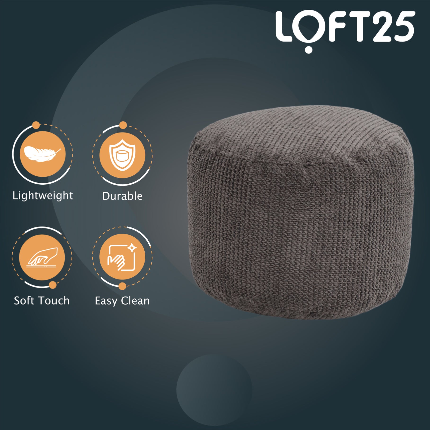 Loft 25 Bean Bag Foot Stool Round Bubble