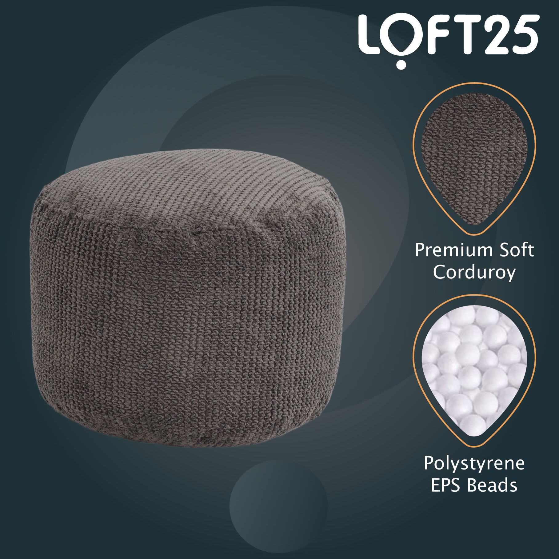 Loft 25 Bean Bag Foot Stool Round Bubble