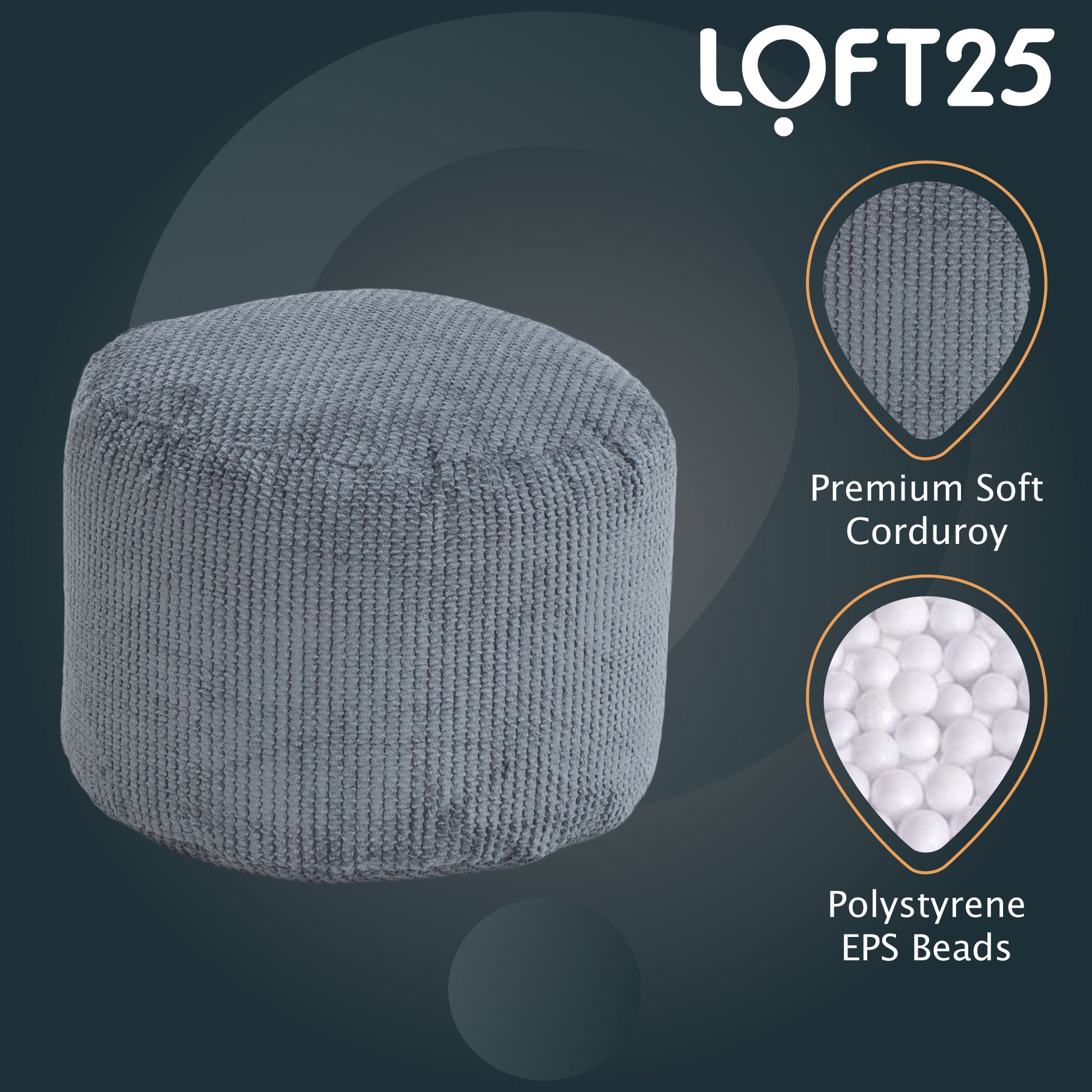 Loft 25 Bean Bag Foot Stool Round Bubble