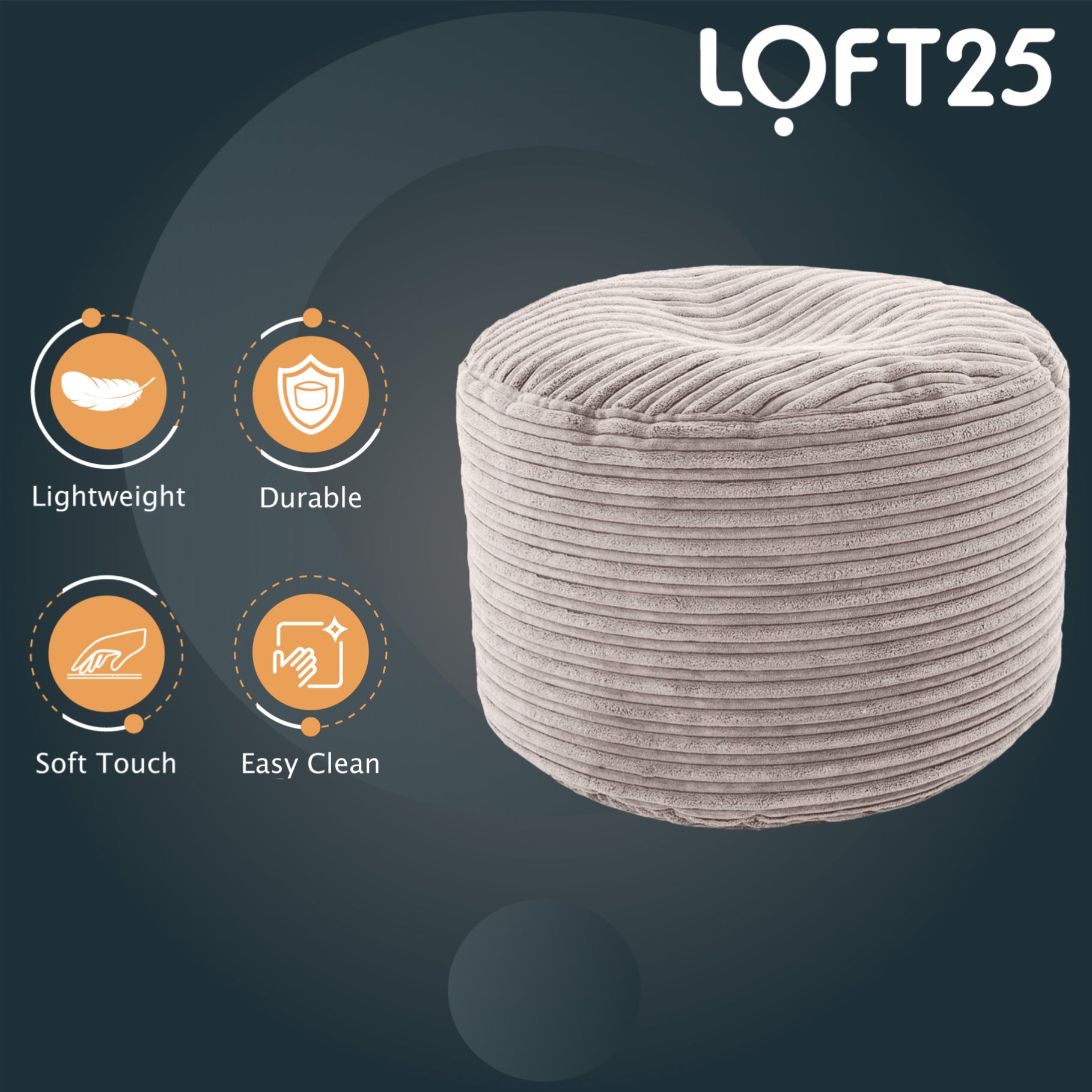 Loft 25 Bean Bag Jumbo Cord Round Footstool