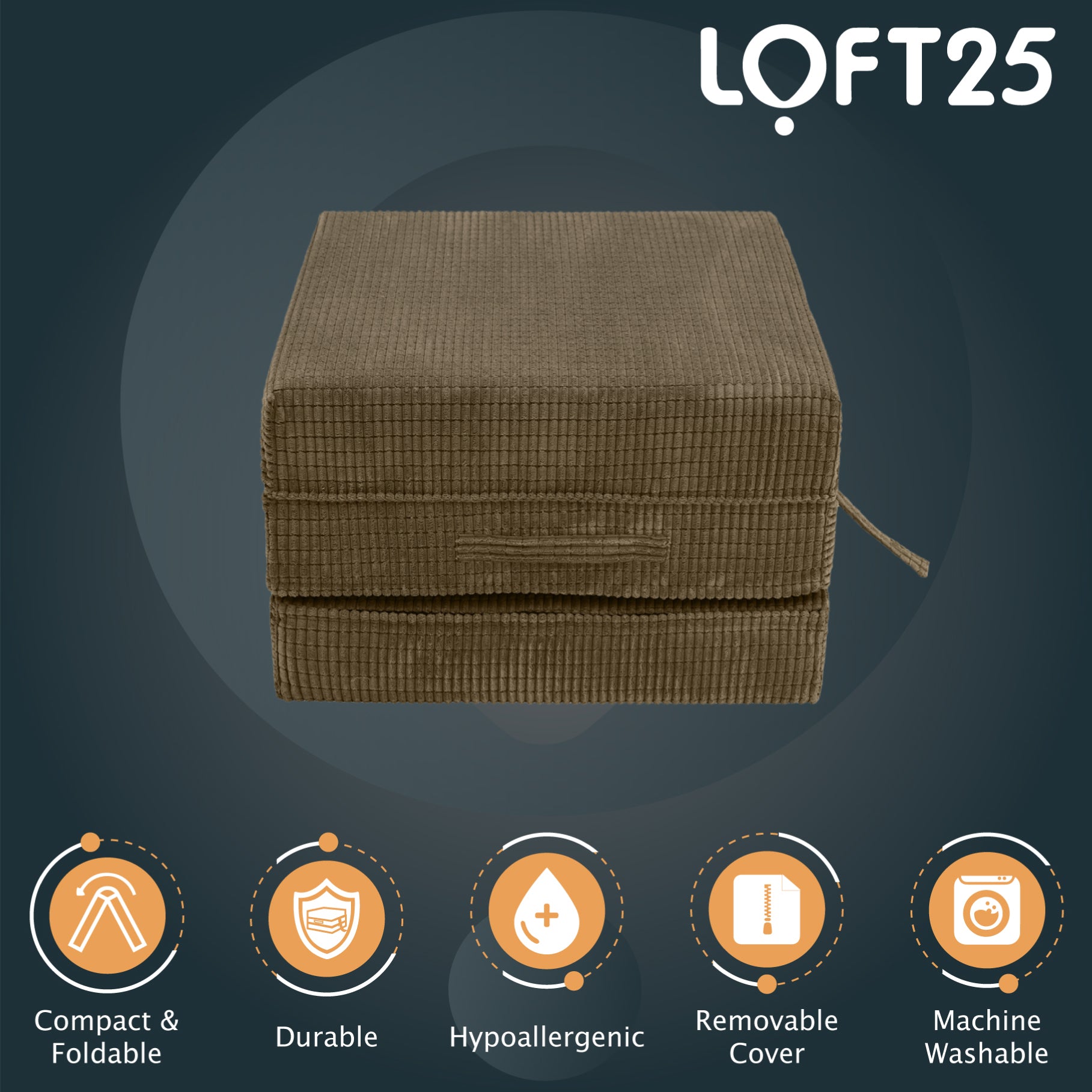 Loft 25 Corduroy Fold Out Single Z Bed