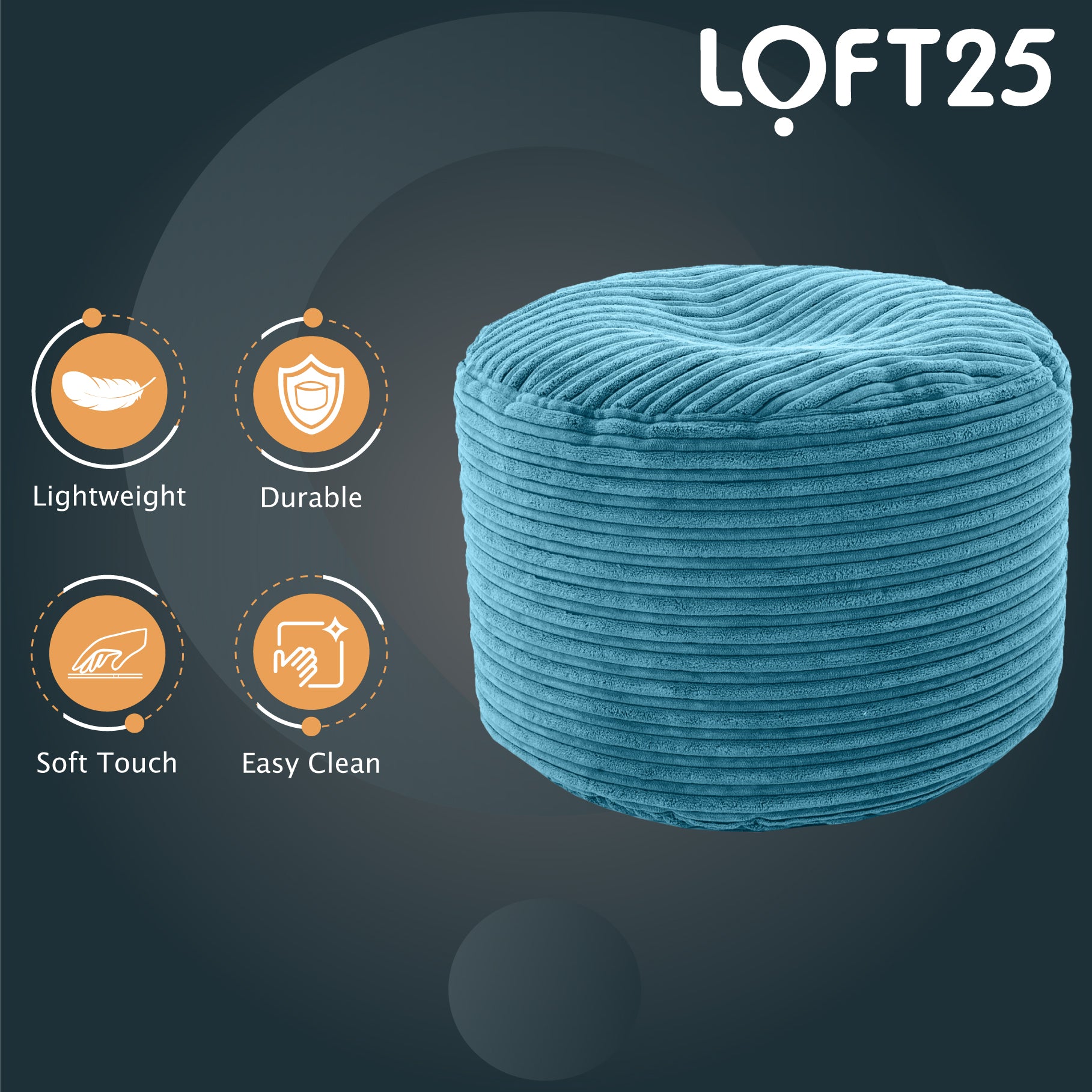 Loft 25 Bean Bag Jumbo Cord Round Footstool