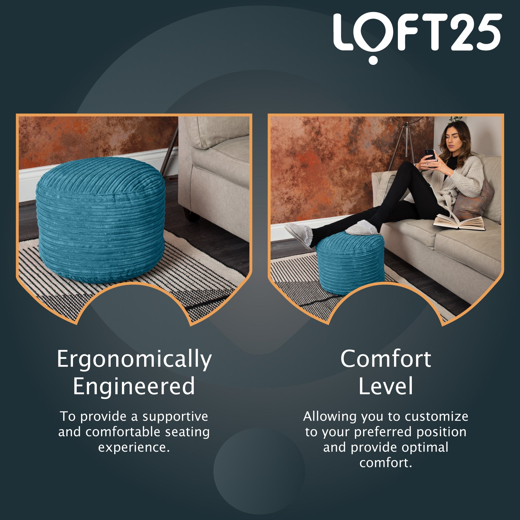 Loft 25 Bean Bag Jumbo Cord Round Footstool