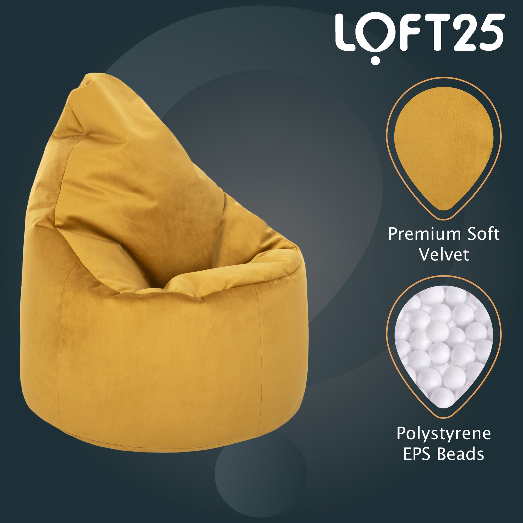 Loft 25 Capriccio Velvet Bean Bag Chair